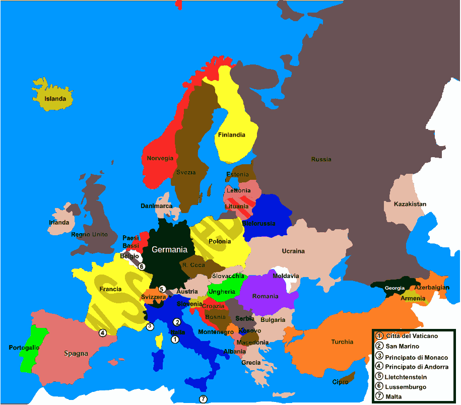 Gli Stati che compongono l'Europa