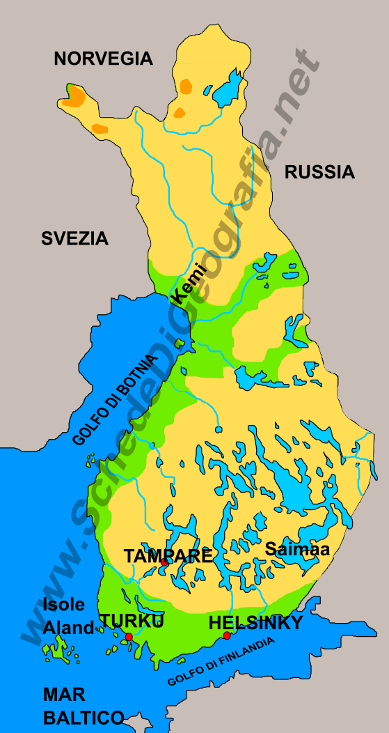 Cartina della Finlandia