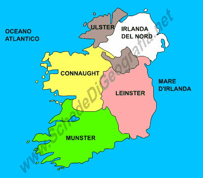 Cartina delle province dell'Irlanda