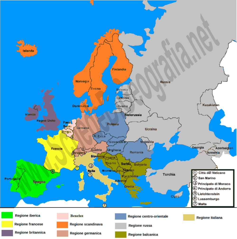 Le diverse regioni europee